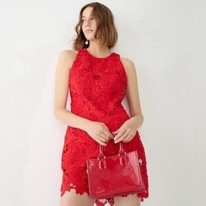 NWT  ❤️J. Crew Collection Red Luxe Lace Mini Dress- 3D Floral Appliqué❤️